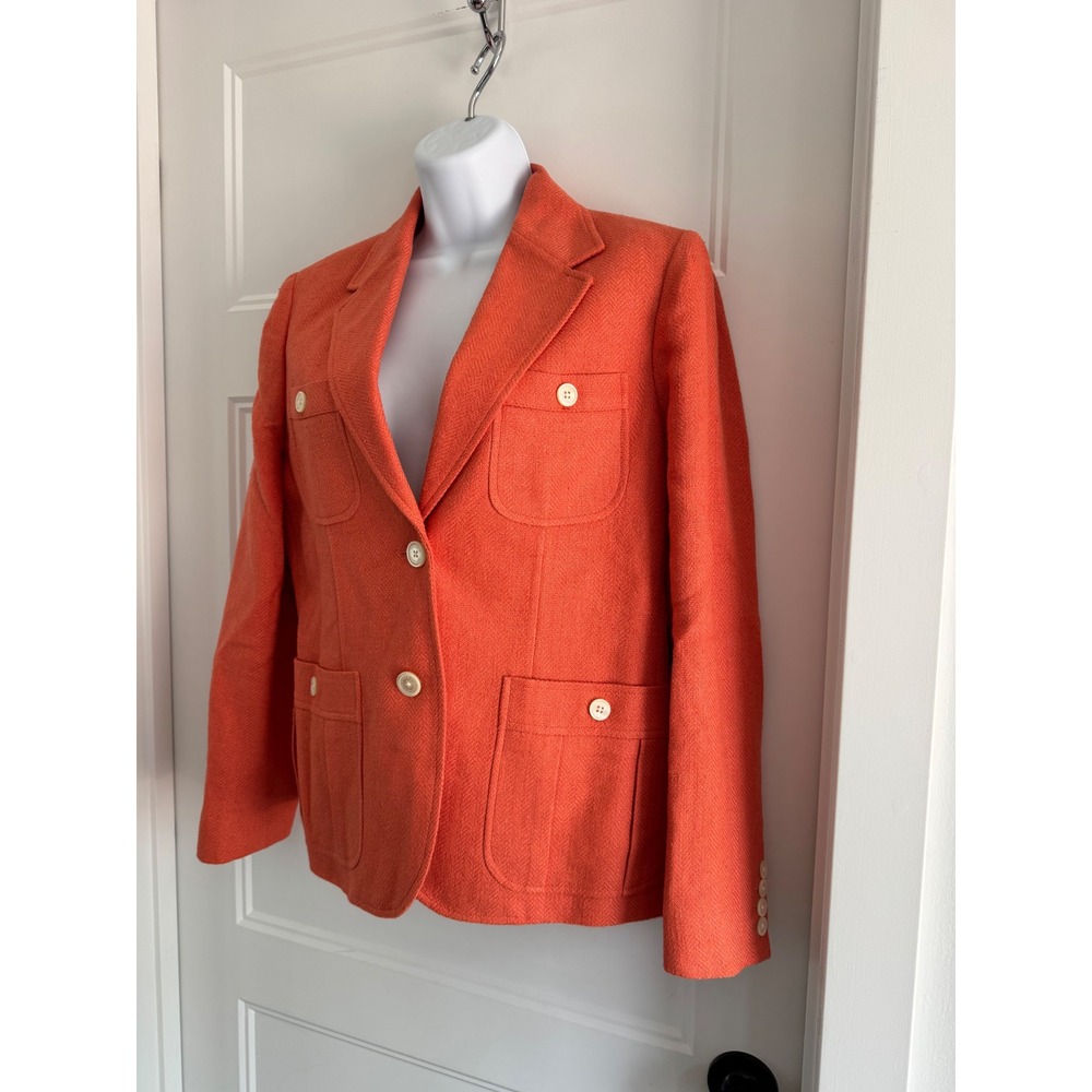 NWT Lauren Ralph Lauren Petite Linen Silk Blazer Peach Herringbone Jacket 12P - Picture 3 of 13